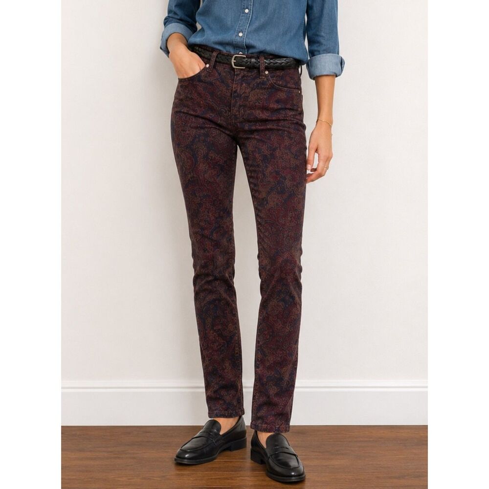 Joe’s Jeans The Skinny Jean Corduroy Pants in Fall Paisley Port Burgundy Size 27